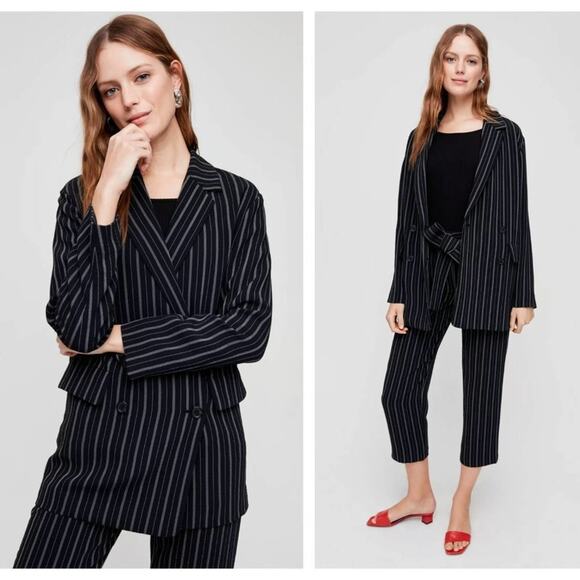 WILFRED x ARITZIA Cherrelle Pinstripe Double Breasted Blazer Jacket {I30} - Picture 1 of 6